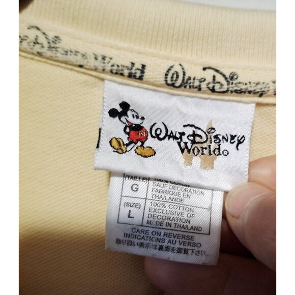 Walt Disney World Yellow Polo Shirt With Mickey Mouse Embroidery Size L 100% Cot - Picture 2 of 5